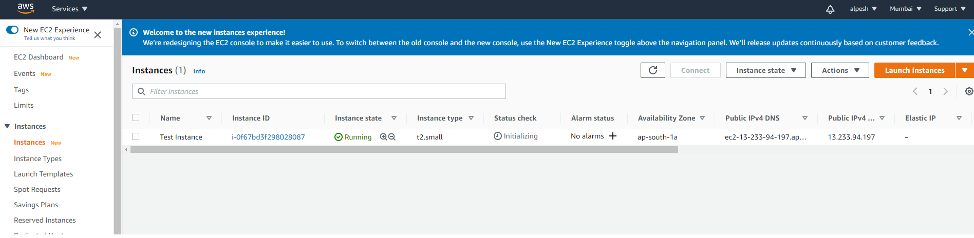 intializing ec2 instance in AWS 