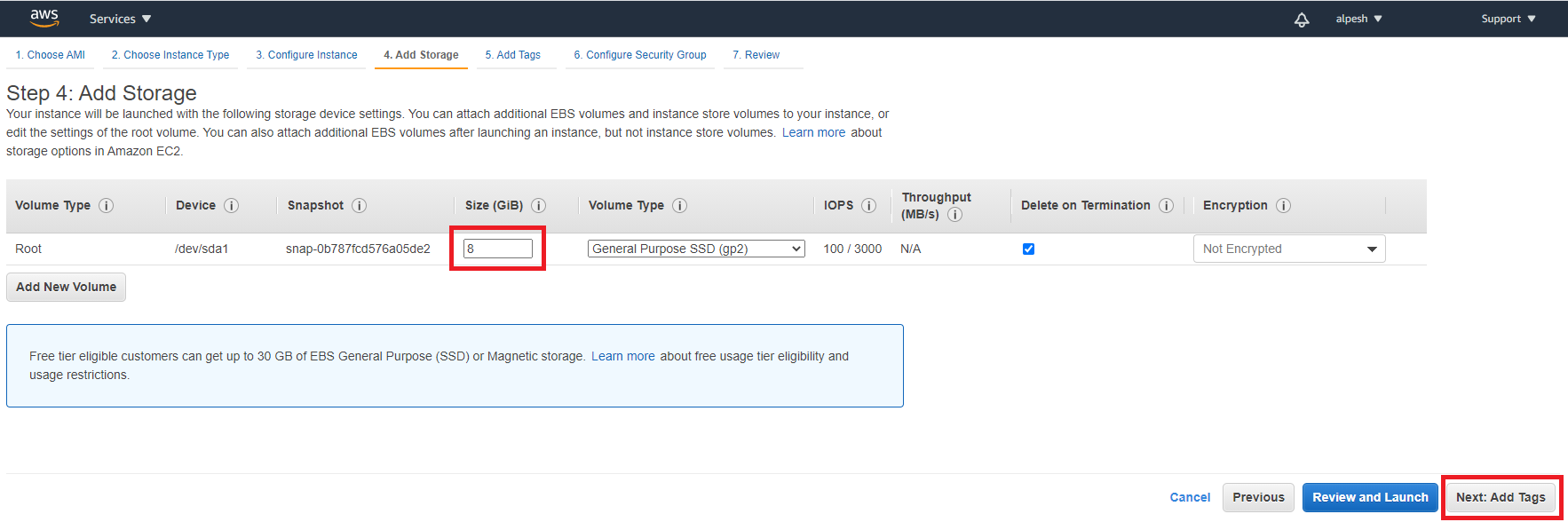 Storage configuration in AWS ec2