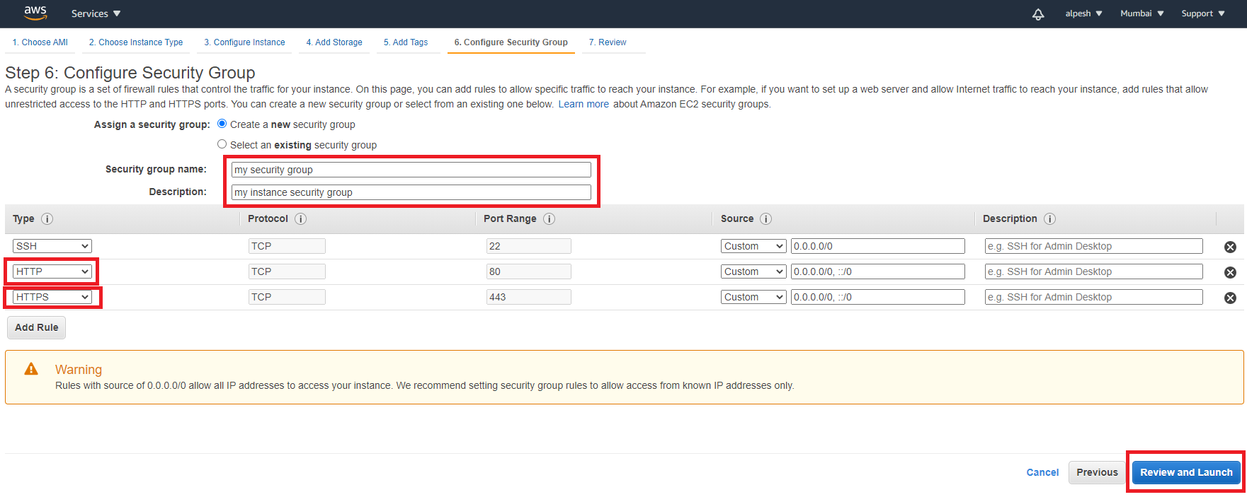 Create security group for Magento in AWS