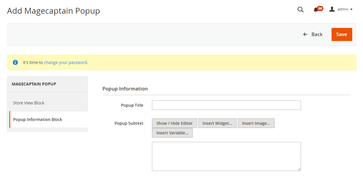 Popup Information Block 