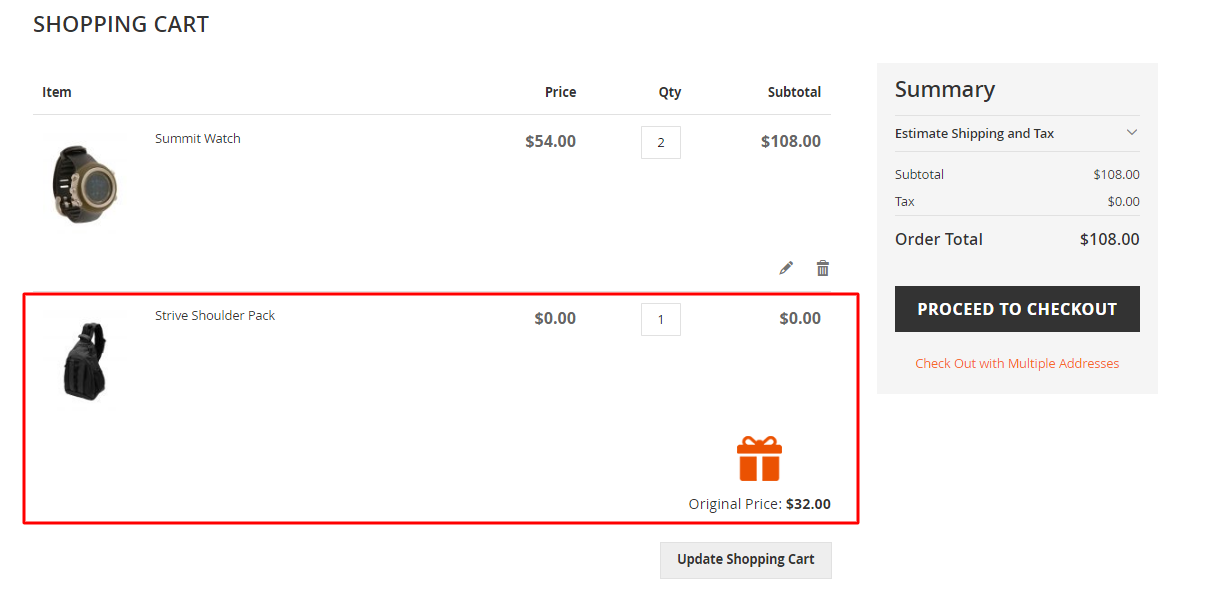 Automatically Gift product added in cart 